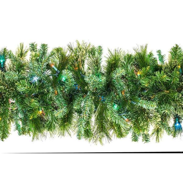 Queens Of Christmas 9 ft. Blended Pine Garland Pre-Lit with LEDs, Multi Color GARBM-09-L5M